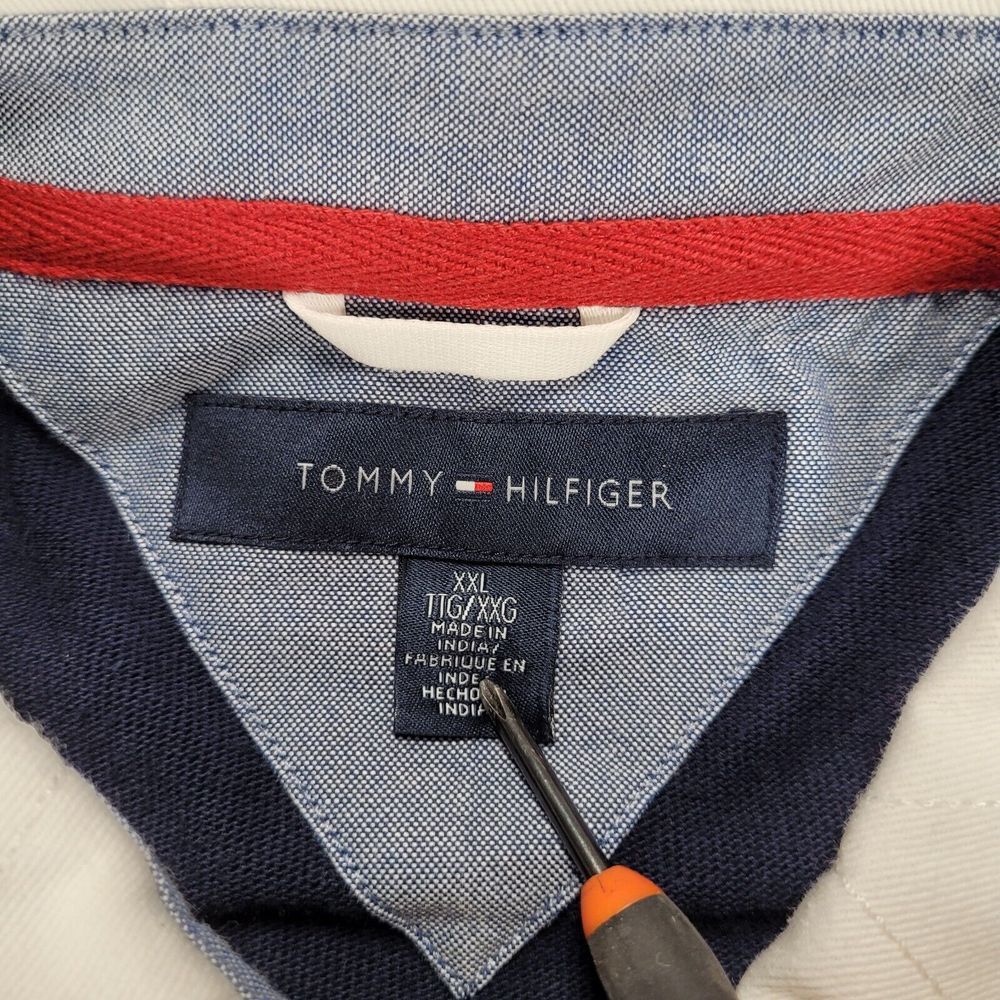 Tommy Hilfiger‎ Rugby Polo Shirt Blue White Large Crest Mens Size 2XL XXL - Picture 4 of 9